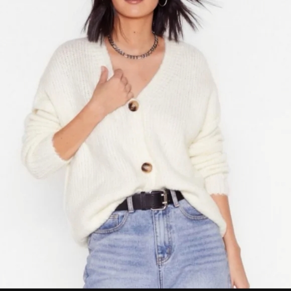 Nasty Gal Sweaters - Nasty Gal new without tags Textured Cream Cardigan Sweater